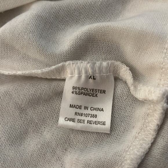 Studio Y  Size XL. White Knit Cardigan with Satin Tie Asymmetrical - Picture 6 of 9